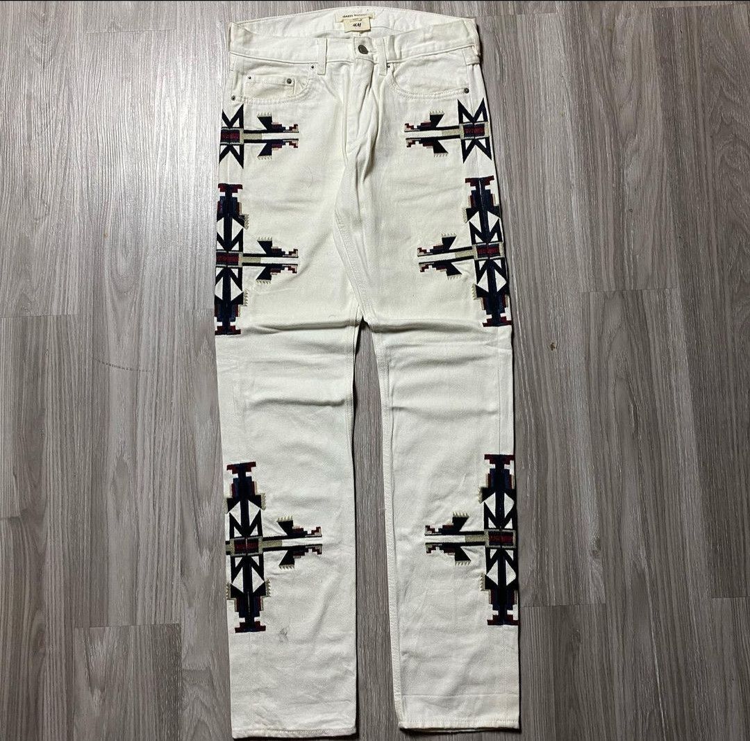 image of Isabel Marant Denim Aztec Pattern in White, Men's (Size 31)