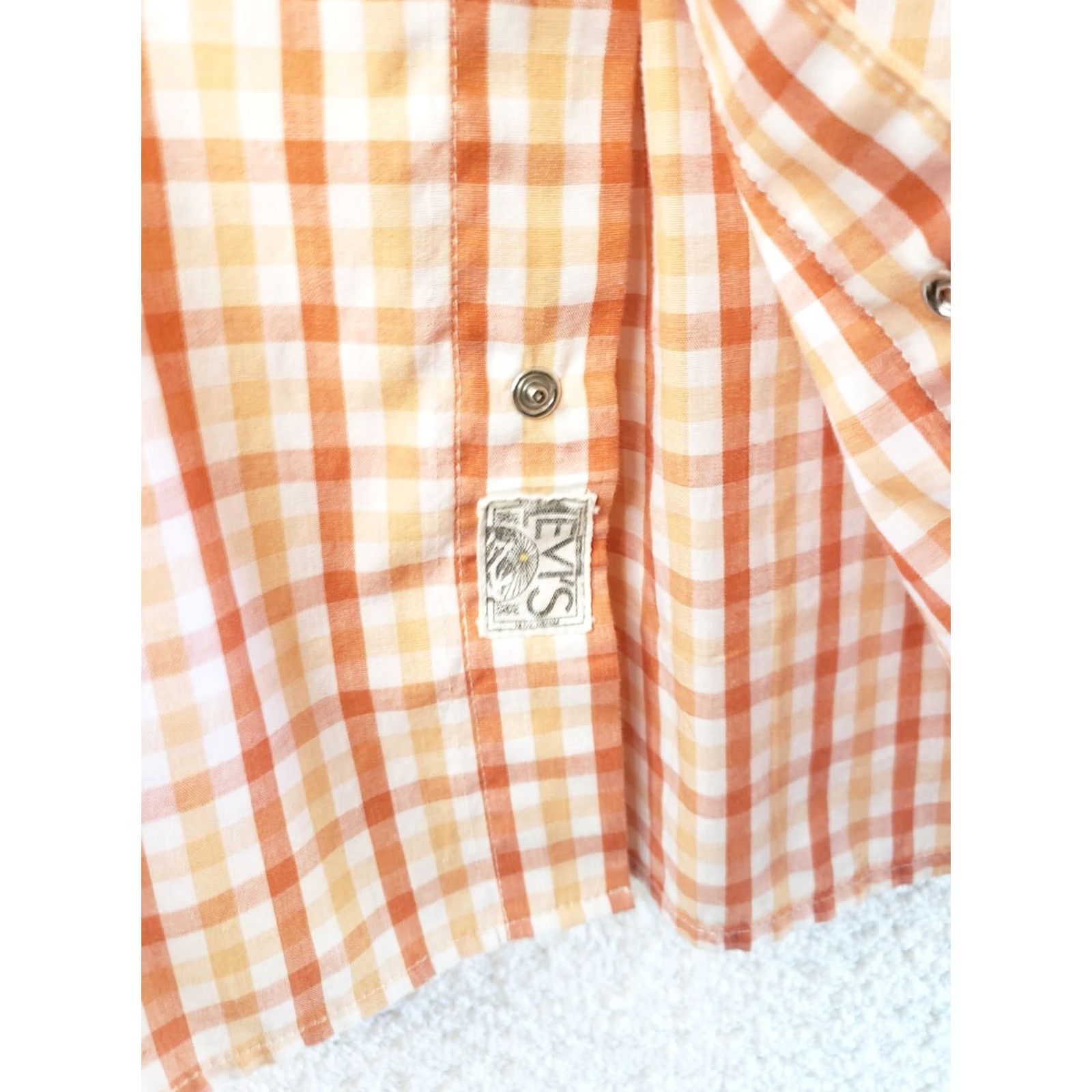 Levi's LEVIS MENS L Long Sleeve Pearl Snap Western Shirt ORANGE WHITE CHECKered Plaids & Checks, Pockets, Logo, Button Closure, Cotton Blend Size US L / EU 52-54 / 3 - 4 Thumbnail