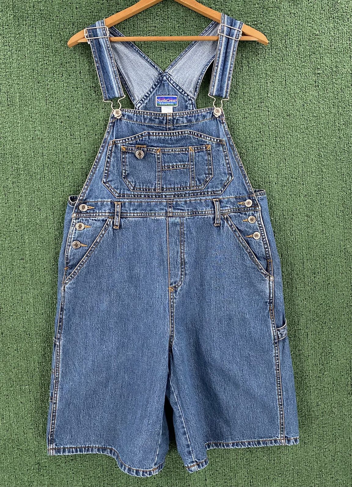 Vintage Vintage 90’s North Crest Denim Shortalls Womens 34” Waist Size 34" / US 12 / IT 48 - 1 Thumbnail