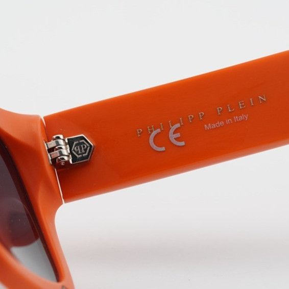 Philipp Plein Philipp Plein SPP042W V47F Sunglasses Orange Square Frame Size ONE SIZE - 9 Thumbnail