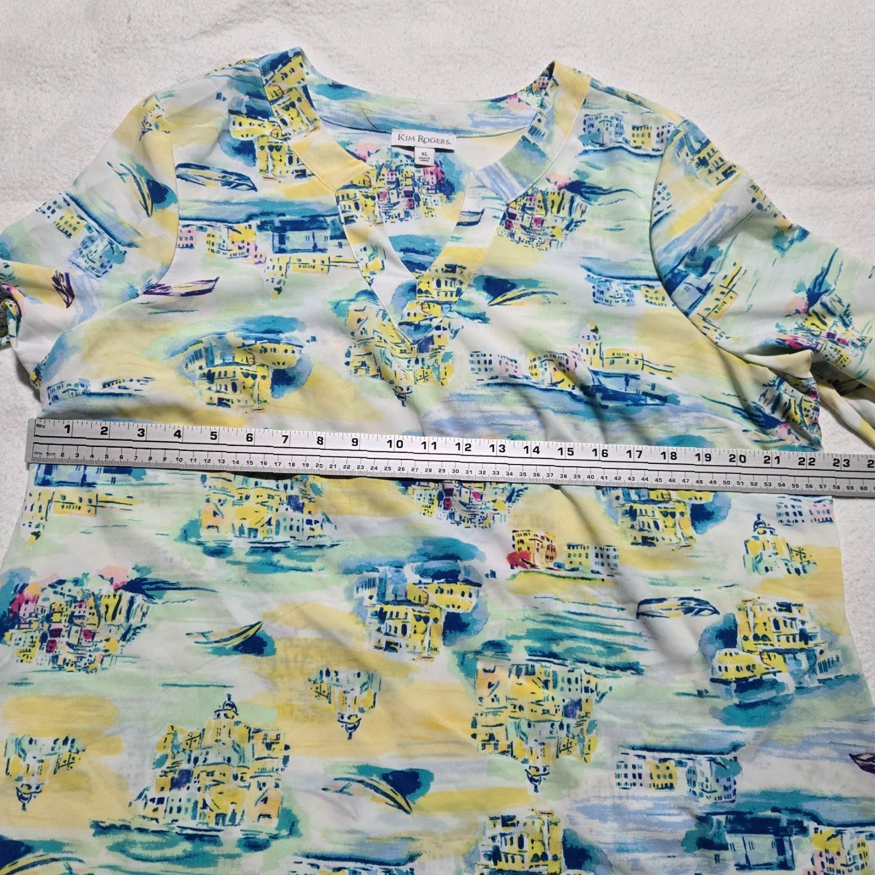 Bell Kim Rogers Shirt Women XL Bell Sleeve Travel Blouse Multicolor Knit Button 2000s Decade Casual Spring Summer Fall Winter Size XL / US 12-14 / IT 48-50 - 4 Thumbnail