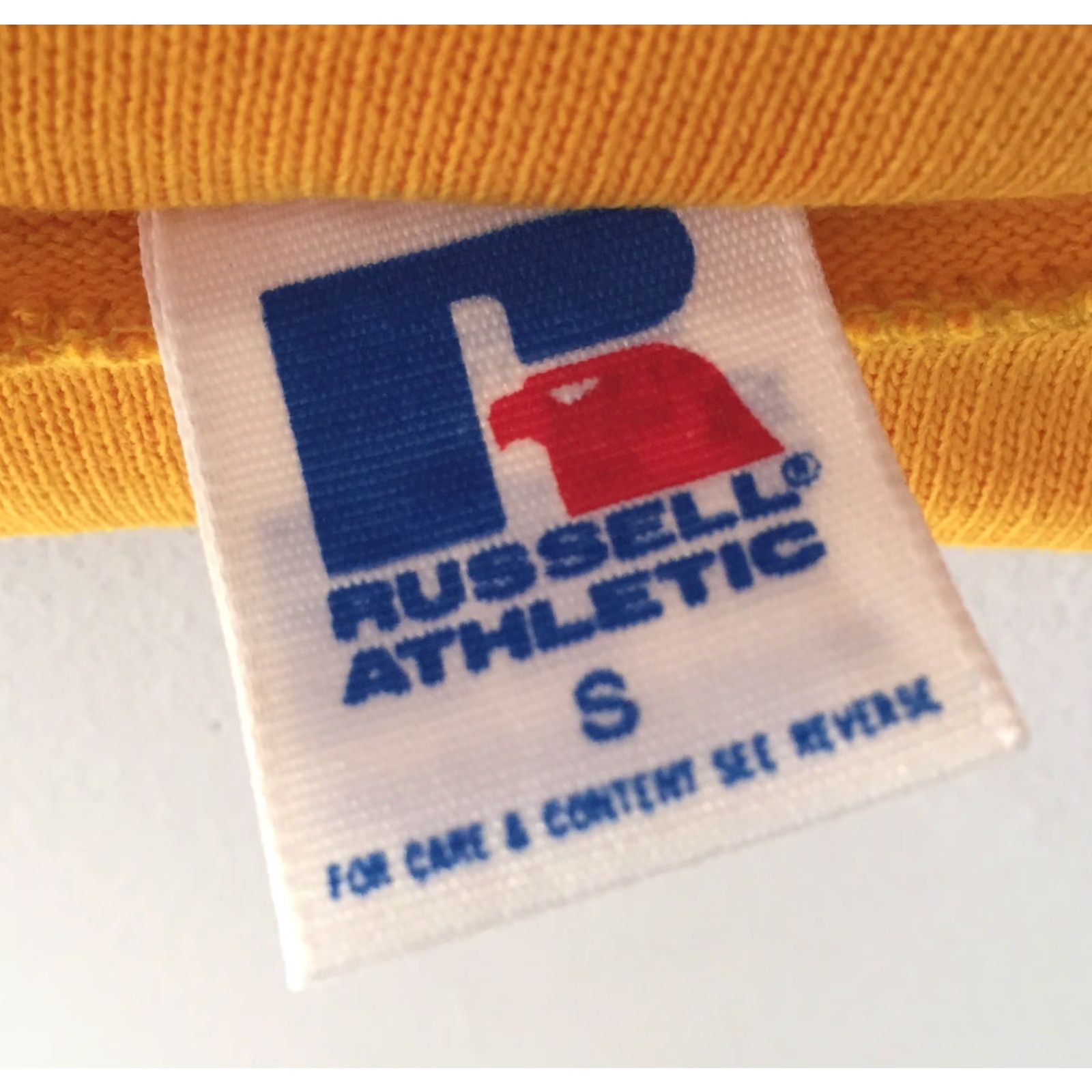 Russell Athletic VINTAGE Russell Athletic T-Shirt Mens Small 3/4 Sleeve V-Neck Yellow 90s Deadstock NWOT Athletic Gold 1990s USA Size US S / EU 44-46 / 1 - 2 Thumbnail