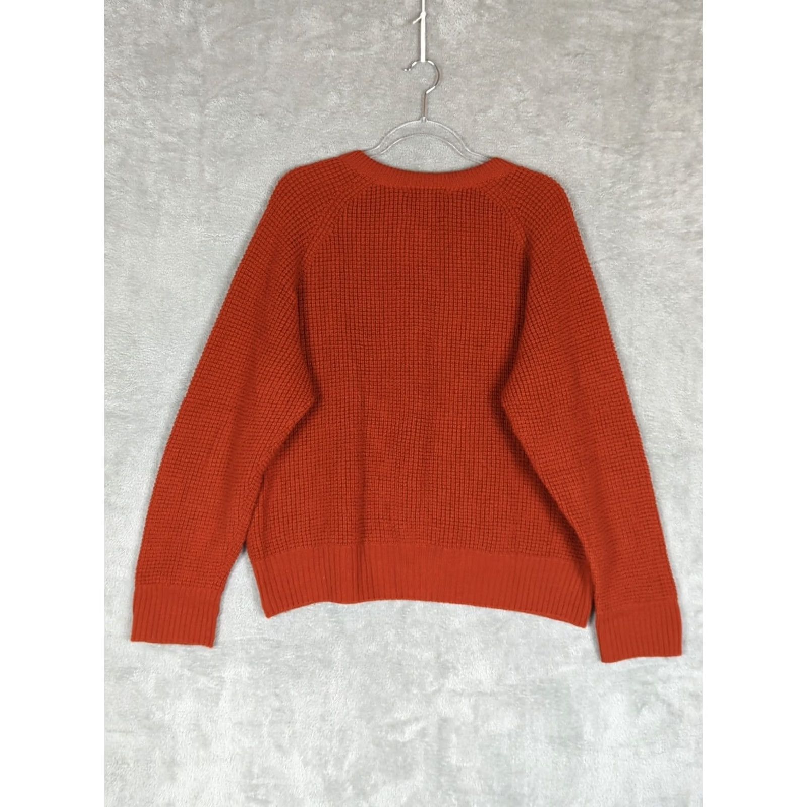 Vintage Knot Standard Womens Sweater L Terracotta Waffle-Knit Merino Wool Crew Neck Long Sleeve Pullover Relaxed Minimalist Quiet Luxury Dry Clean Only Size L / US 10 / IT 46 - 2 Thumbnail