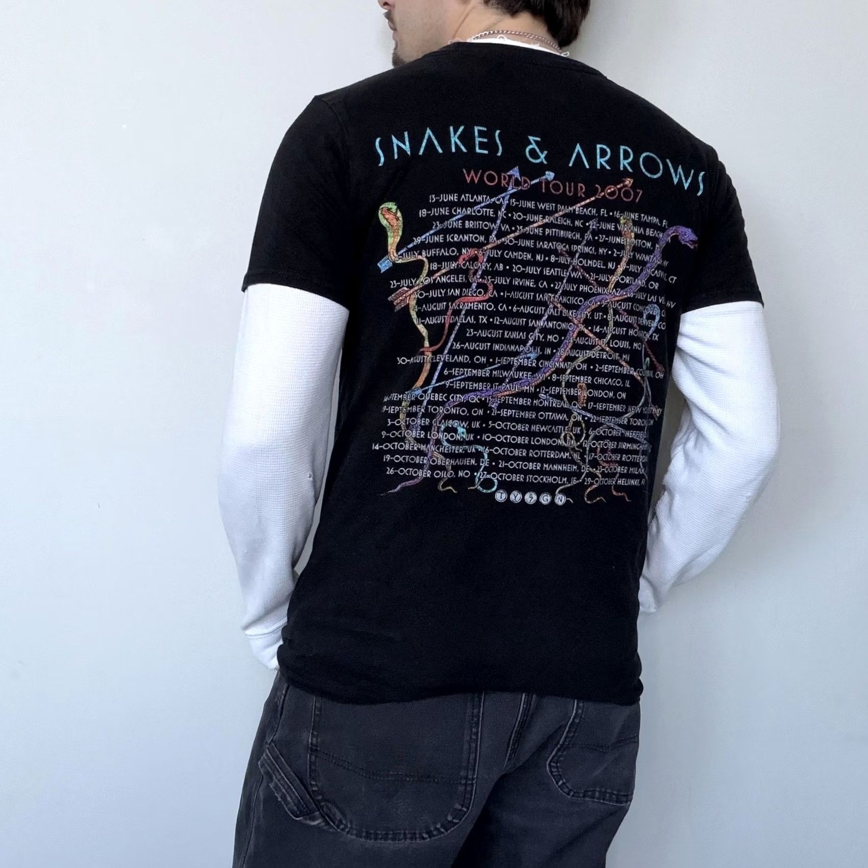 Arrow Y2K Band Tee Rush Shirt Mens Medium Black Snakes & Arrows Tour Graphic Rock Top Size US M / EU 48-50 / 2 - 2 Thumbnail
