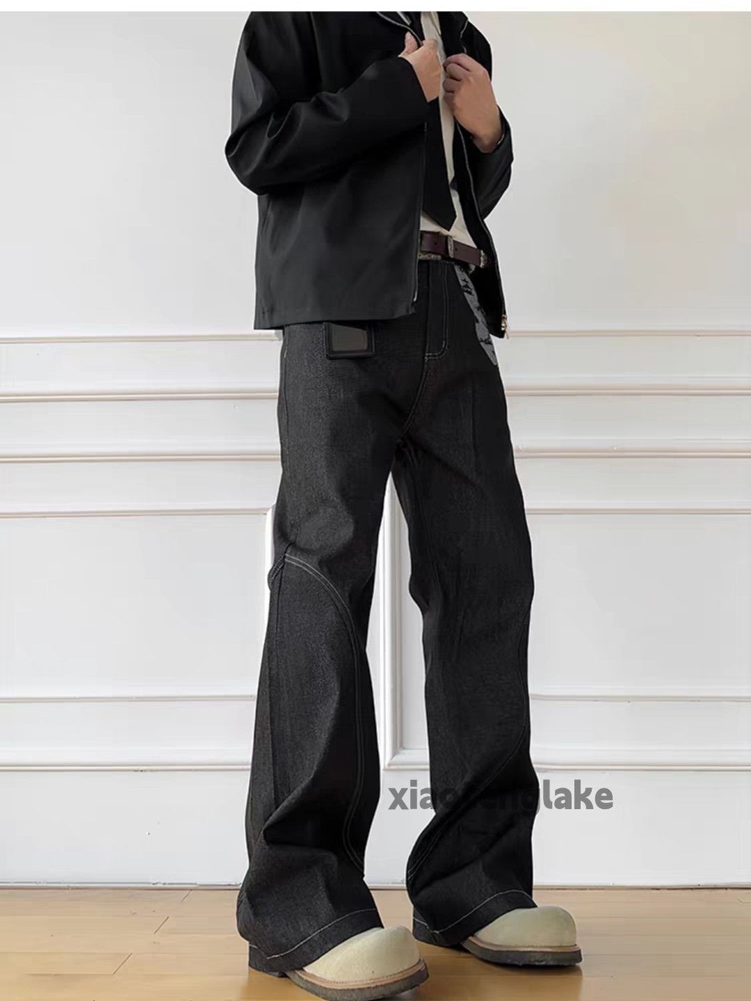 Utility punk yuppie bootcut patchwork cargo jeans