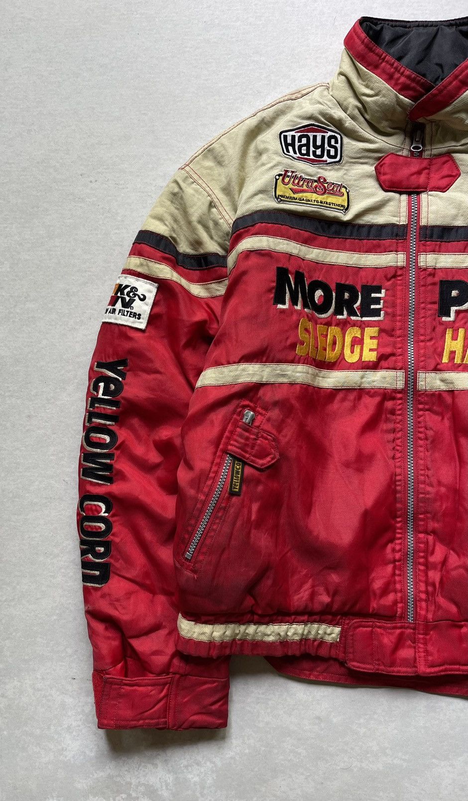 YELLOW CORN 🔥Vtg Yellow Corn Full Patches Nascar Racing Bomber Jacket Size US L / EU 52-54 / 3 - 3 Thumbnail