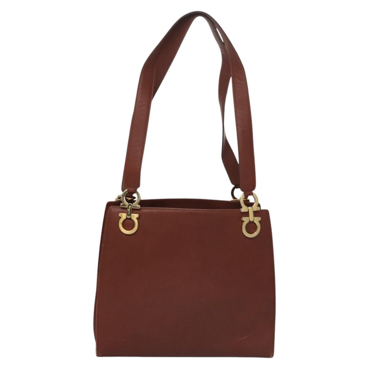 Salvatore Ferragamo Gancini Brown Leather Shoulder Bag (Pre-Owned) Size ONE SIZE - 1 Thumbnail