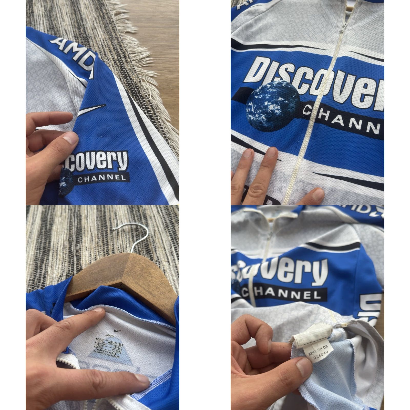 Nike VINTAGE Nike DISCOVERY CHANNEL TREK CYCLING TEAM JERSEY SHIRT L Nike Mens Blue 90s Cycling Jersey T-Shirt Short Sleeve Polyester Jersey Size US L / EU 52-54 / 3 - 8 Thumbnail