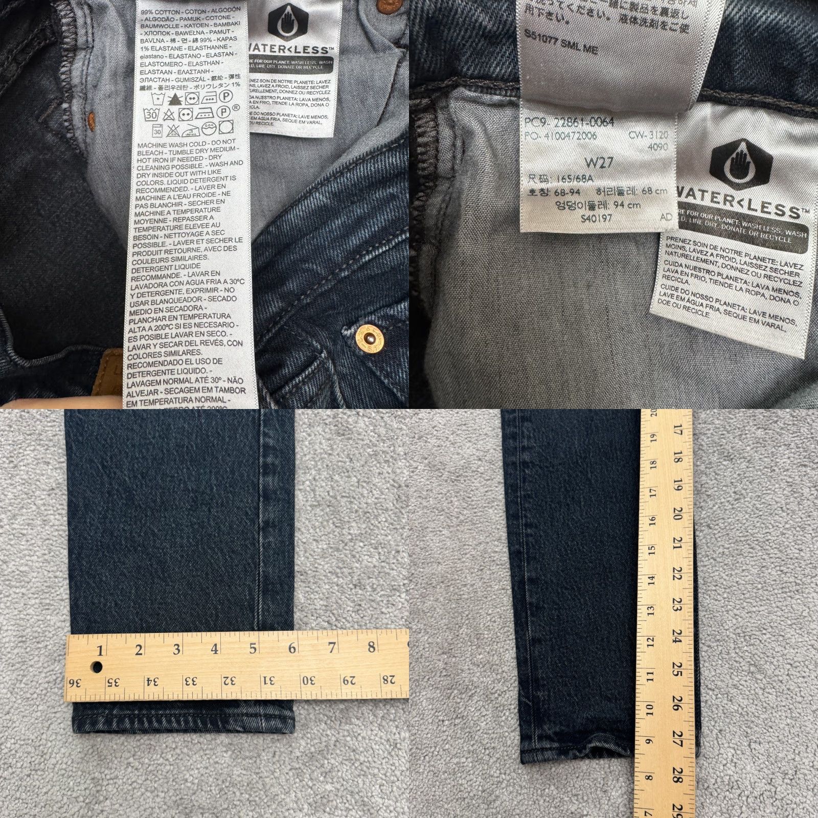 Levi's Levi's Wedgie Icon Button Fly Ankle Denim Jeans Women 27 Black High Rise Stretch Size 27" / US 4 / IT 40 - 9 Thumbnail