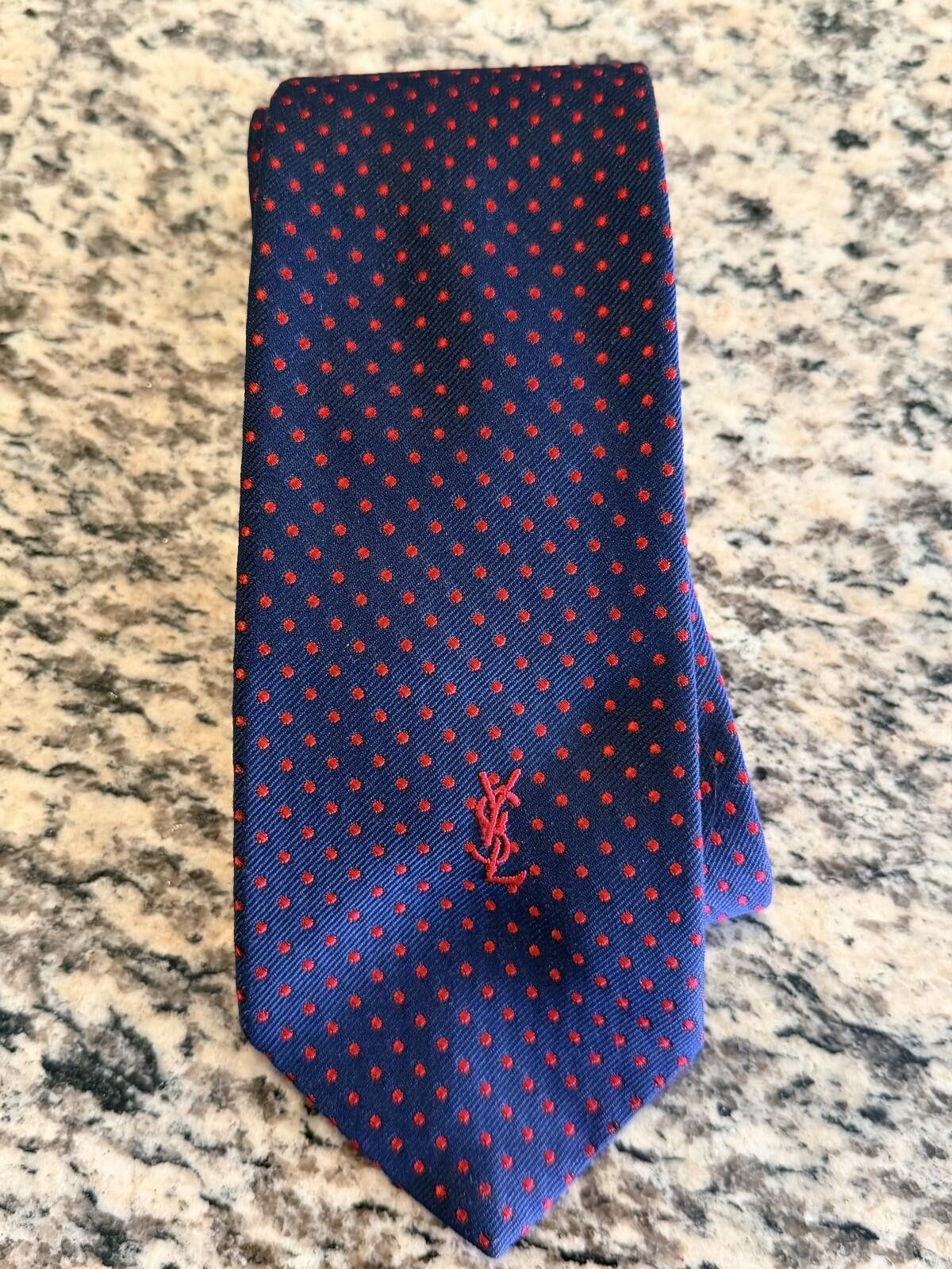 Saint Laurent Paris YVES SAINT LAURENT YSL EMBROIDERED LOGO NECK TIE Size ONE SIZE - 1 Thumbnail