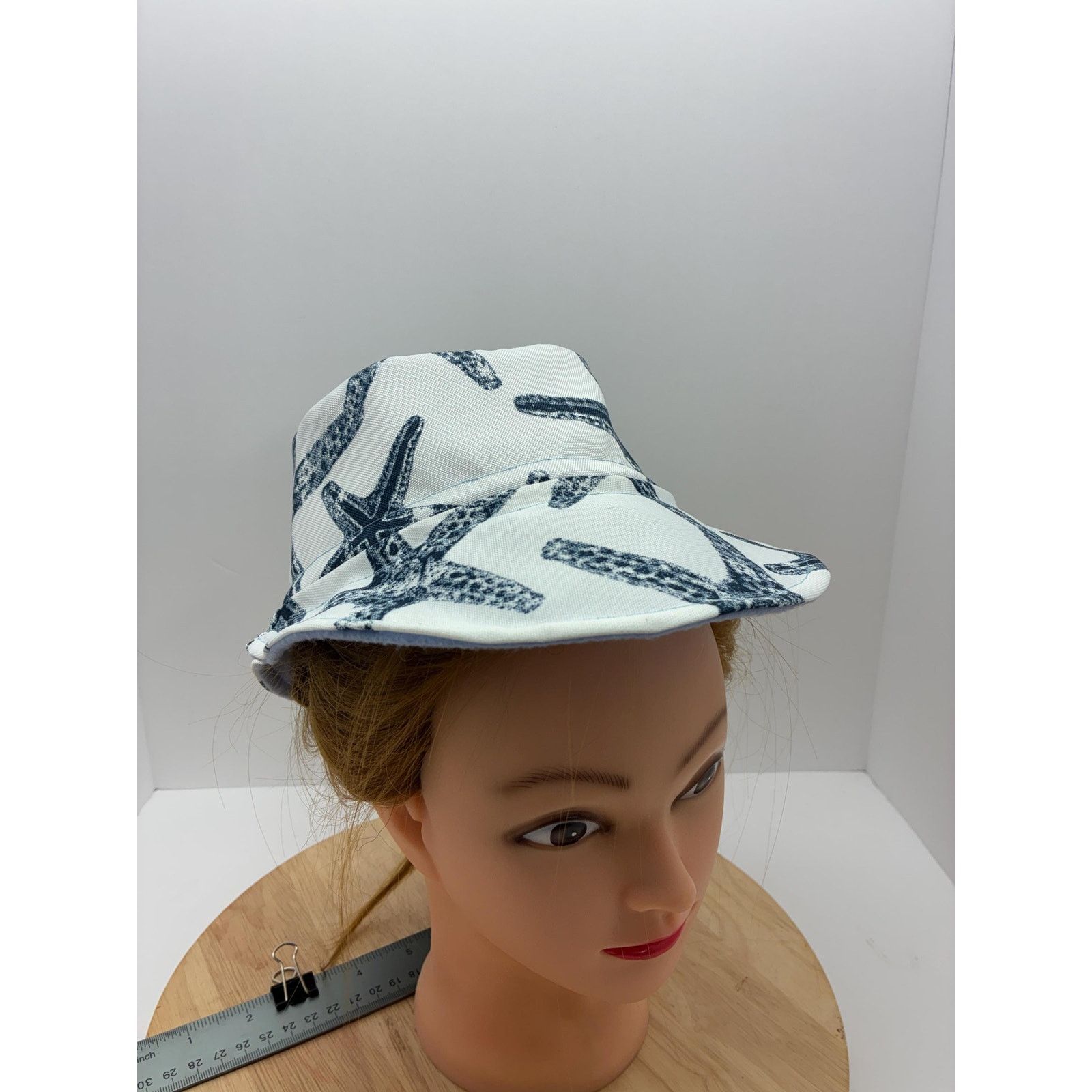 Other Upcycled Bucket Hat — Navy & White Starfish Print, Size ONE SIZE - 20 Thumbnail