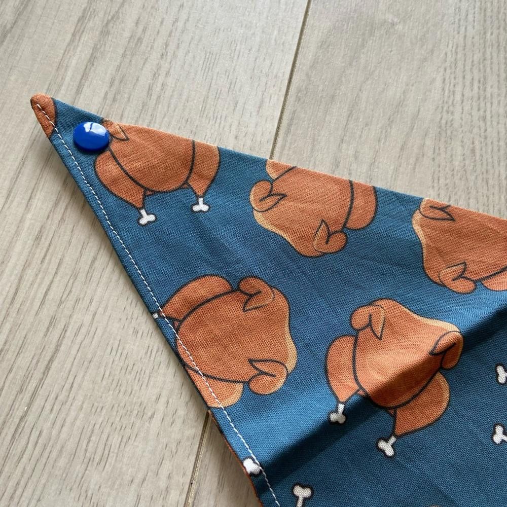 Designer Paw Heaven Co Blue Turkey Dog Bandana Size ONE SIZE - 7 Thumbnail