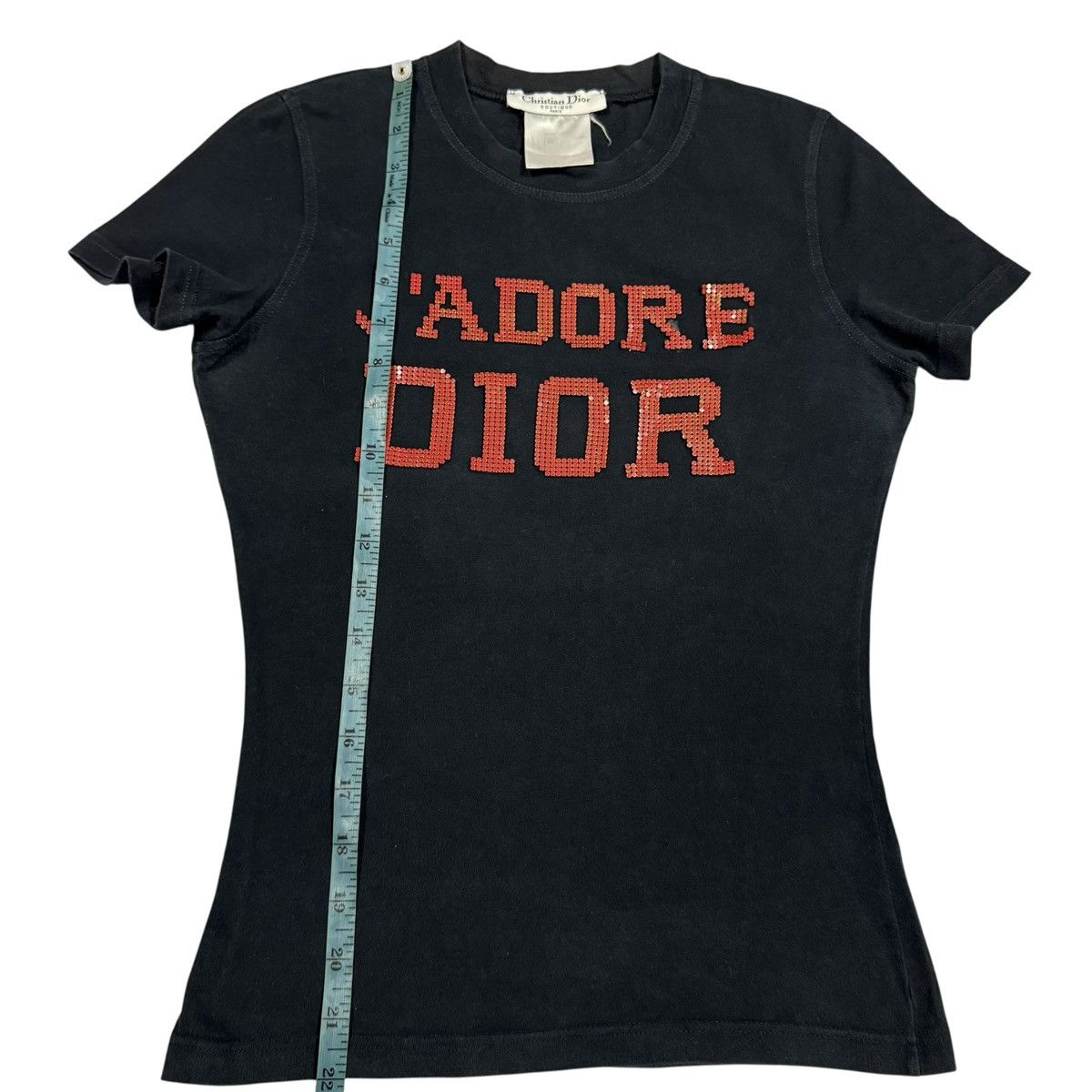Dior Vtg🔥2003 Christian Dior J’ADORE Big Logo Red Black Studs Tee Size XS / US 0-2 / IT 36-38 - 17 Thumbnail