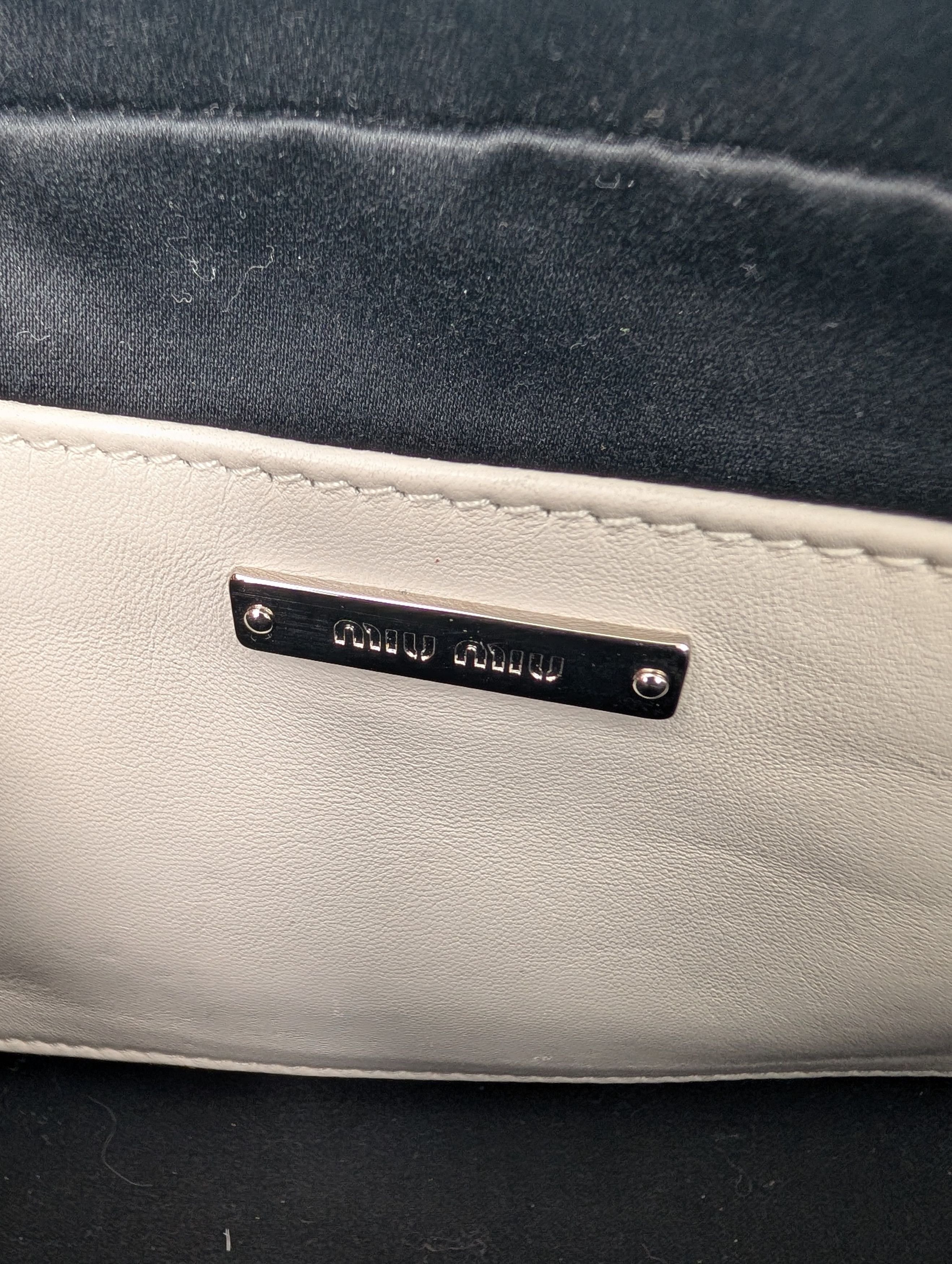 Miu Miu Leather Logo Crossbody Bag Sequin Embellished Shearling Size ONE SIZE - 7 Thumbnail