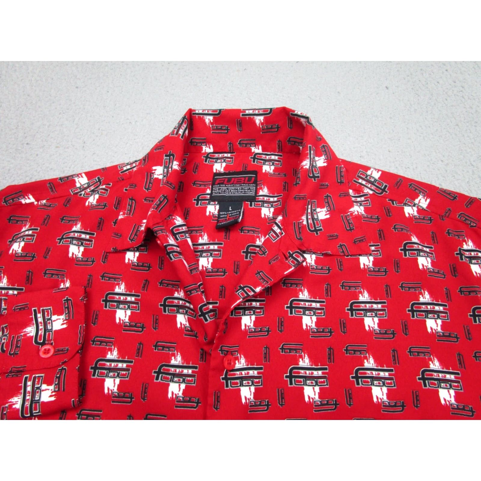 Fubu VINTAGE FUBU Graphic Print Long Sleeve Button-Up Shirt Mens Large Red 2000s Hip Hop Anime Size US L / EU 52-54 / 3 - 3 Thumbnail