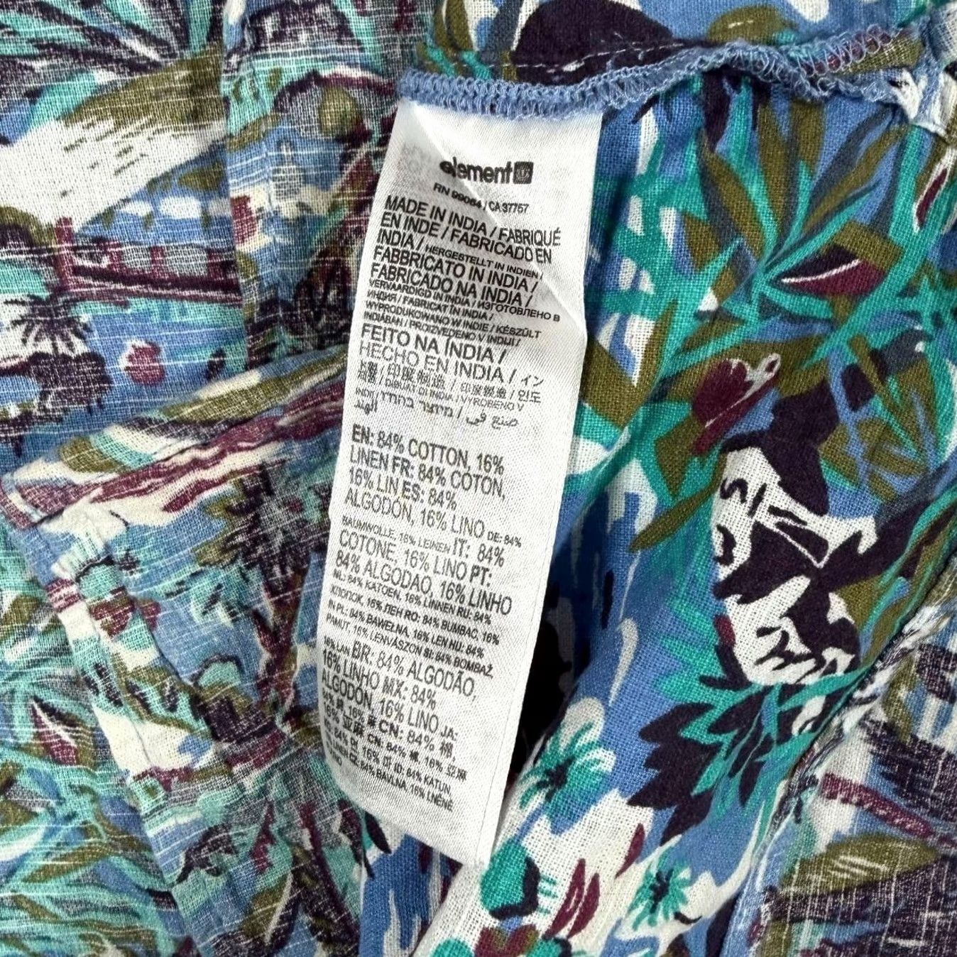 Element Element Hawaiian Tropical Pattern Cotton Linen Short Sleeve Shirt XL Men Multicoloured Button-Up Casual Shirt Size US XL / EU 56 / 4 - 5 Thumbnail