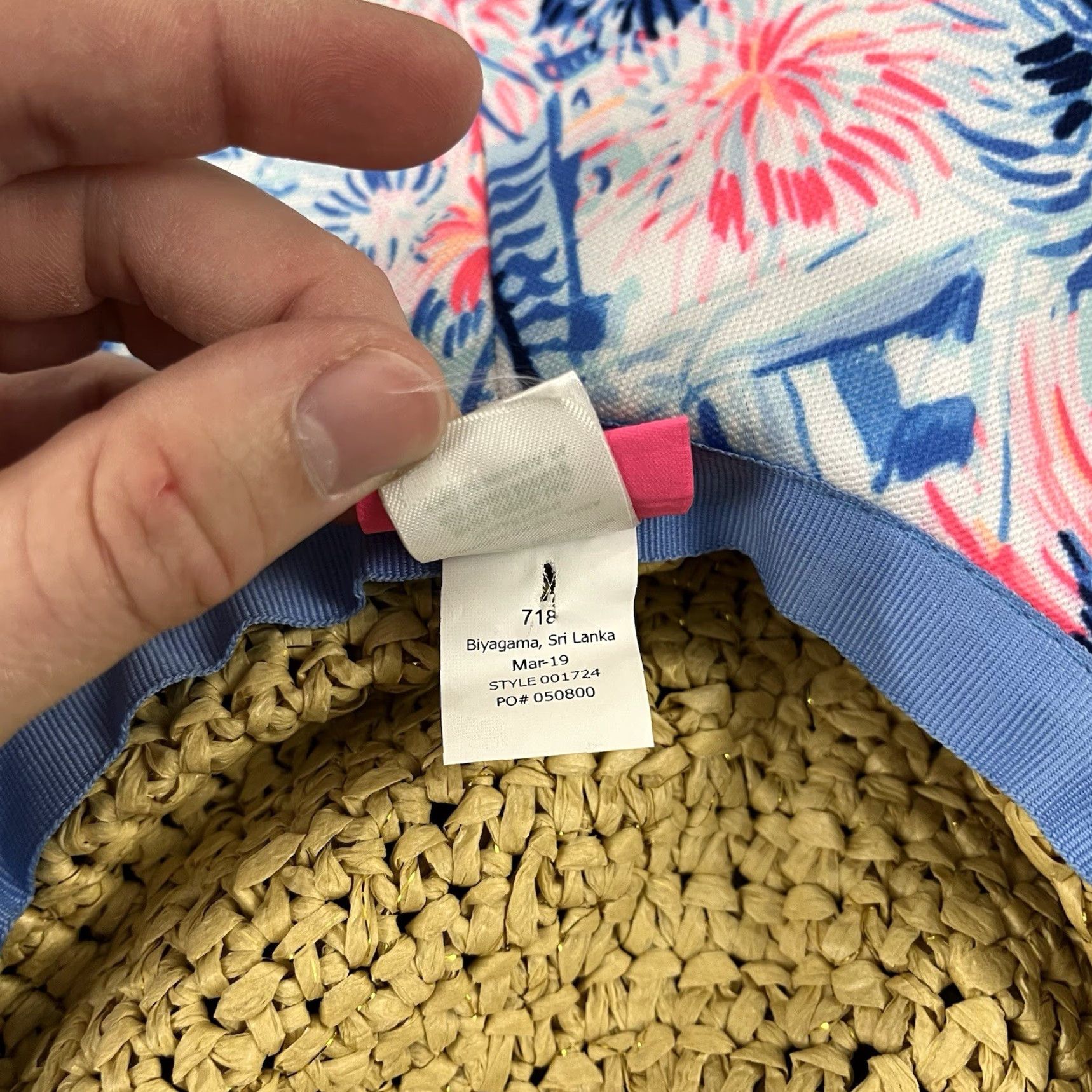 Lilly Pulitzer LILLY PULITZER Hat Straw Floppy Wide Sea to Shining Sea Floral Sun Beach Preppy Hat Size ONE SIZE - 6 Thumbnail