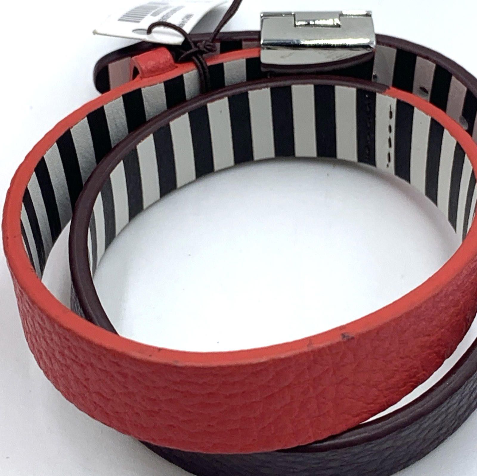 Other Henri Bendel 2-Tone Red Brown Leather Wrap Bracelet Size ONE SIZE - 5 Thumbnail