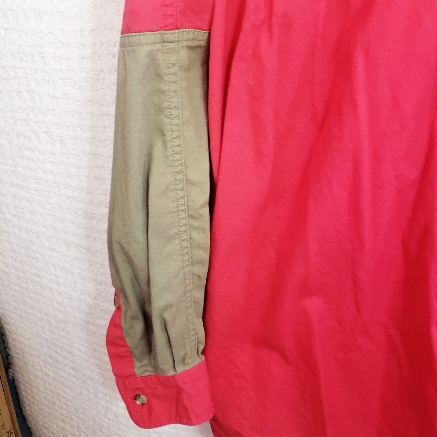 Vintage Kevins Plantation Collection Mens XL Red Tan Button Down Long Sleeve Shirt Shoulder Pad Size US XL / EU 56 / 4 - 7 Thumbnail