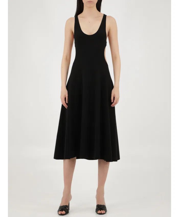 Saint Laurent Paris o1s1wg111124 Long Cut-Out Dress in Wool in Black Size XS / US 0-2 / IT 36-38 - 3 Thumbnail