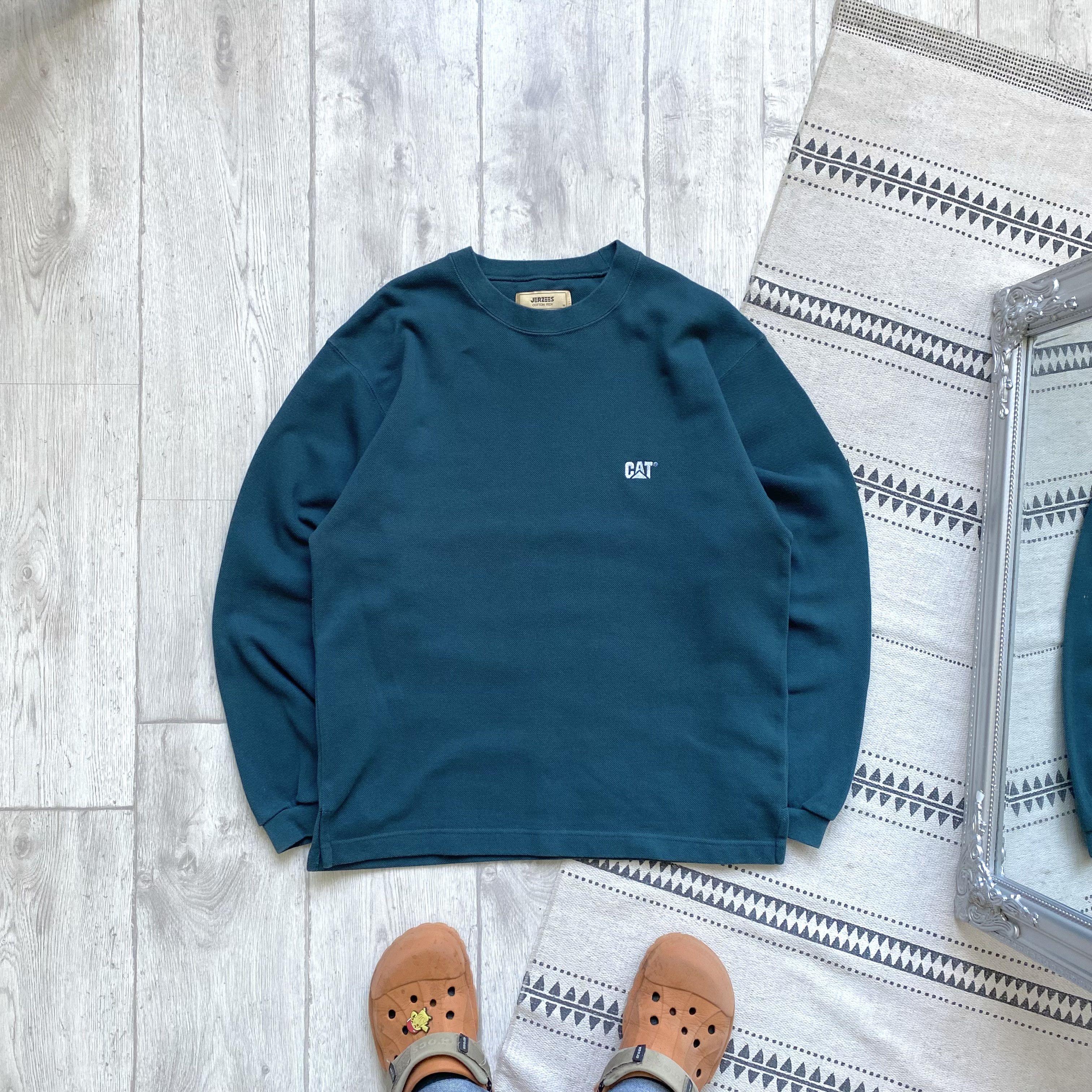Caterpillar 🚜 Vintage 90s Caterpillar CAT heavy Longsleeve Sweatshirt Size US M / EU 48-50 / 2 - 1 Thumbnail