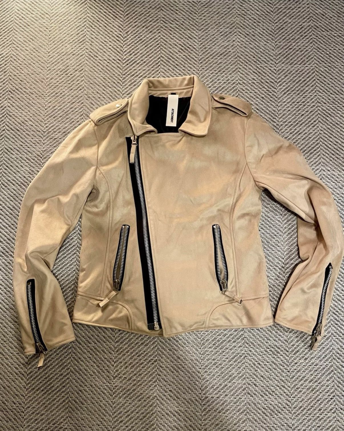 Attachment Attachment Khaki Suede Biker / Riding Jacket K24 Size US L / EU 52-54 / 3 - 1 Thumbnail