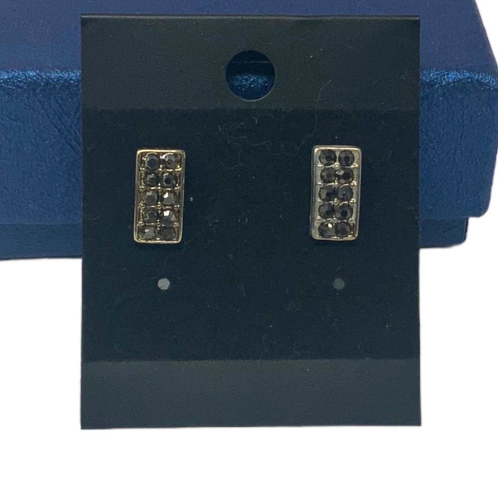 Vintage Vintage Black Pave Stone Vertical Bar Earrings Pierced Back Size ONE SIZE - 1 Thumbnail