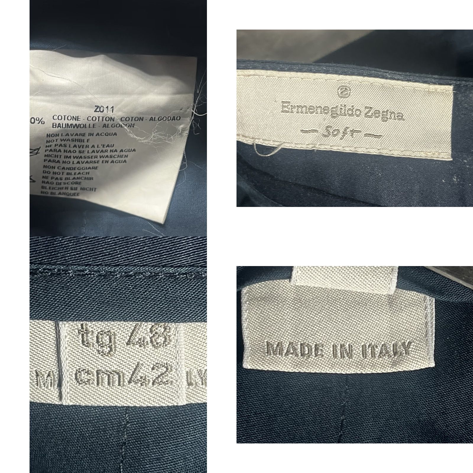 Ermenegildo Zegna Ermenegildo Zegna Men's Dress Pants - 48R Black, Regular, Straight Leg, Button Zip, Dry Clean Only, Cotton, Pockets, Italy, Business/Formal, Men Size US 32 / EU 48 - 8 Thumbnail