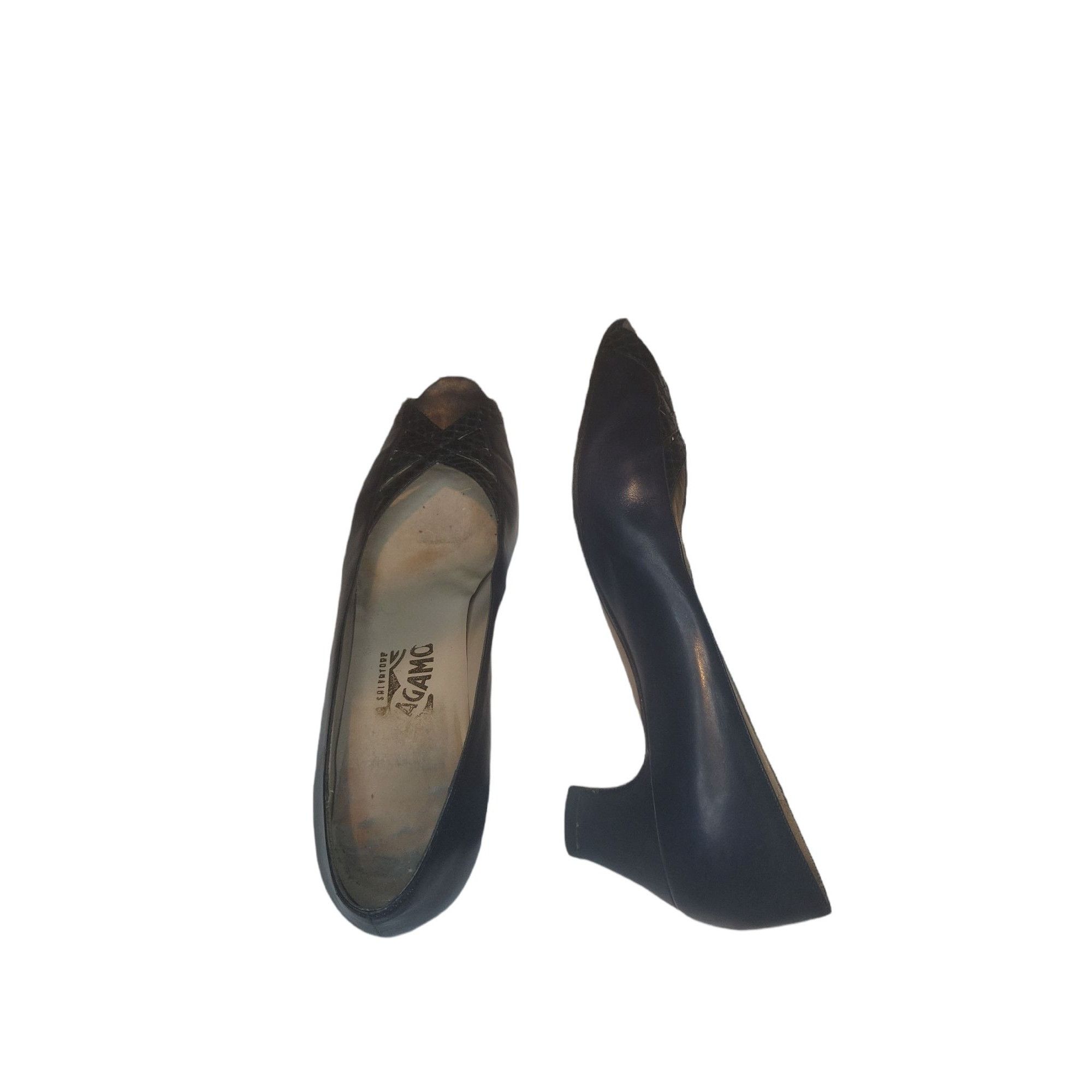 Salvatore Ferragamo Vintage Salvatore Ferragamo Peep Toe Leather Sz 9 AAA Blue D Size US 9 / IT 39 - 5 Thumbnail