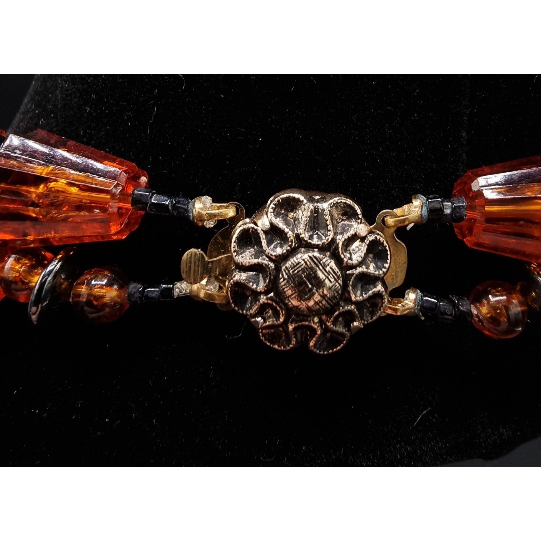Vintage Vintage West Germany Signed Amber Glass & Gold-Tone Bead Nec Size ONE SIZE - 6 Thumbnail
