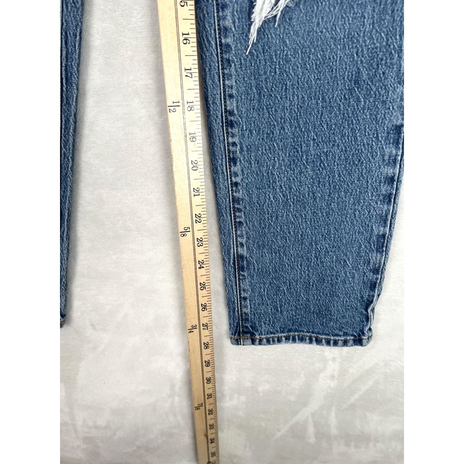 Pacsun PacSun Curve Straight High Rise Jeans Womens 25 Medium Blue Distressed Denim Jeans Size 42" / US 20 - 5 Thumbnail