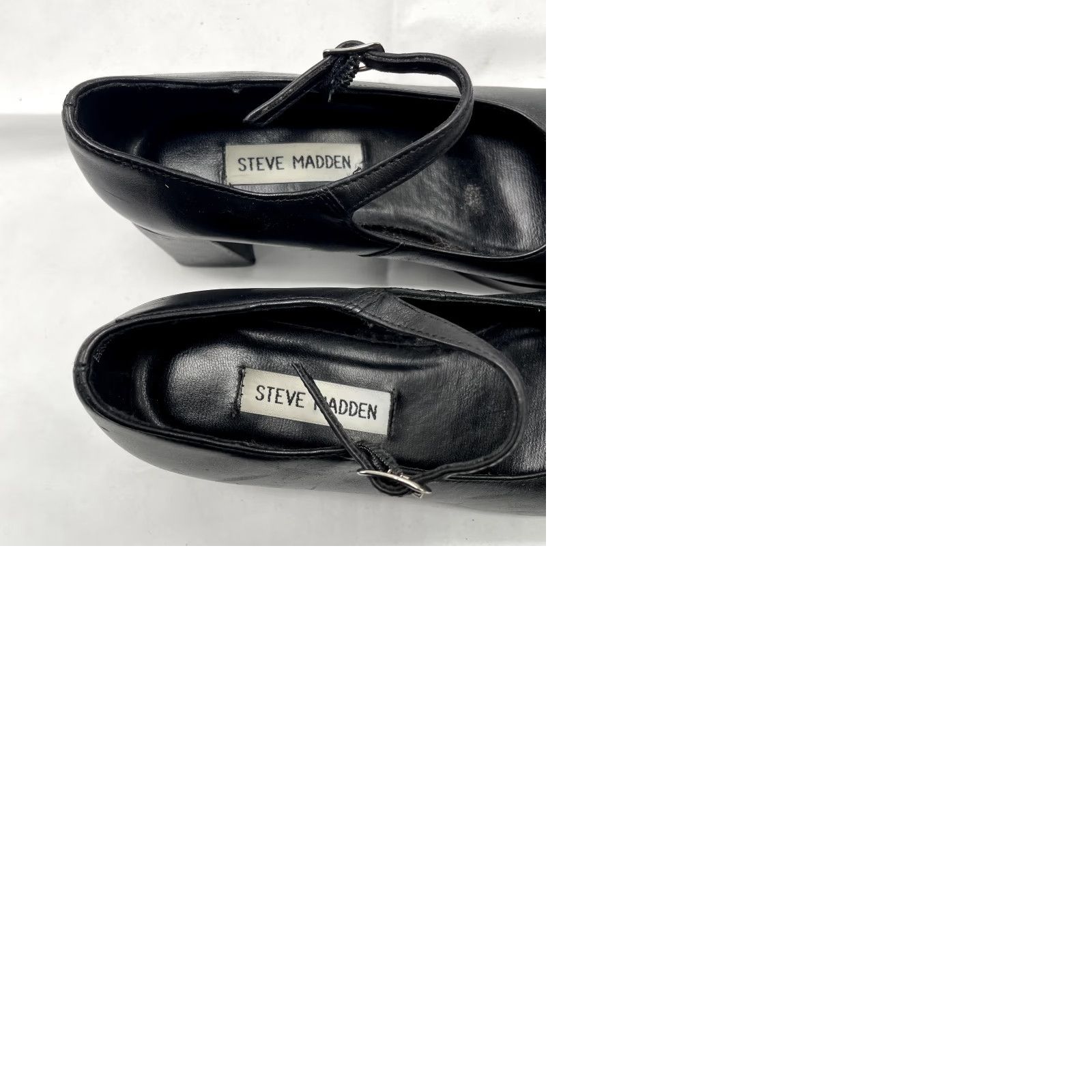 Steve Madden VINTAGE Steve Madden Heels 90s Y2K Platform Mary Jane Black Leather 5.5 Womens Square Toe Size US 6 / IT 36 - 9 Thumbnail