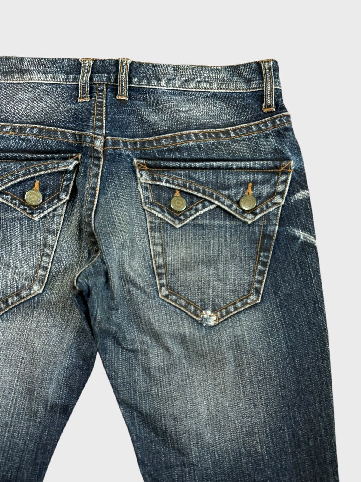 Hysteric Glamour × Japanese Brand × Vintage FLARED RATTLE TRAP JUNYA WATANABE STYLE DISTRESSED DENIM Size US 32 / EU 48 - 11 Thumbnail