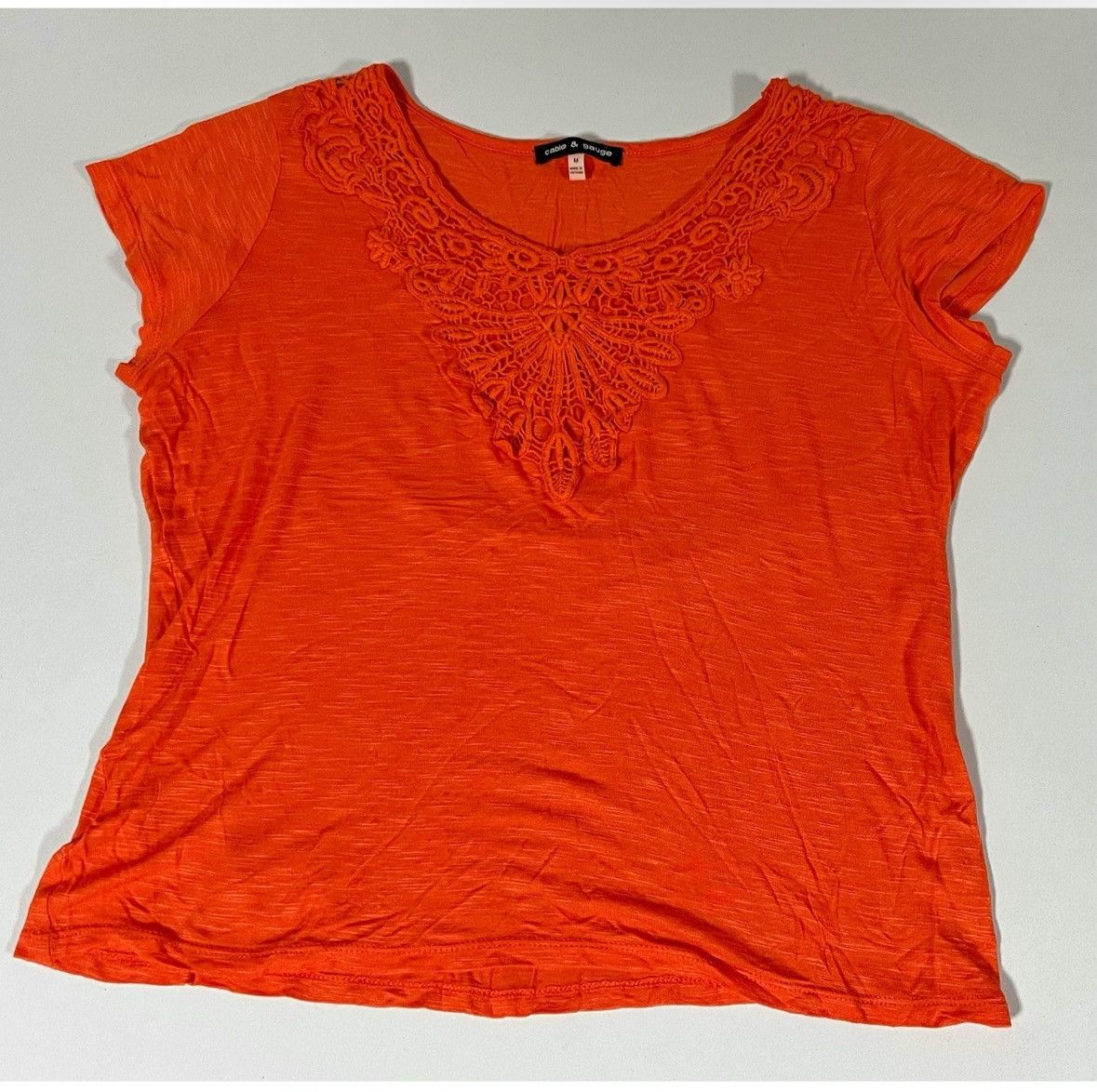 Vintage Orange Boho Embroidered Short Sleeve Shirt Blouse Size M 🧡✨ Size M / US 6-8 / IT 42-44 - 1 Thumbnail
