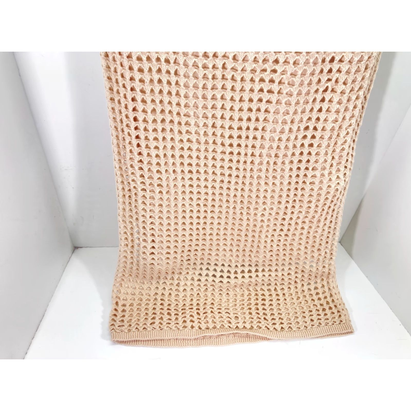 Steve Madden Steve Madden Crochet Straight Skirt Womens Medium Beige Knit Lined Elastic Waist Midi Skirt, Casual Beach Bohemian Size 32" / US 10 / IT 46 - 3 Thumbnail