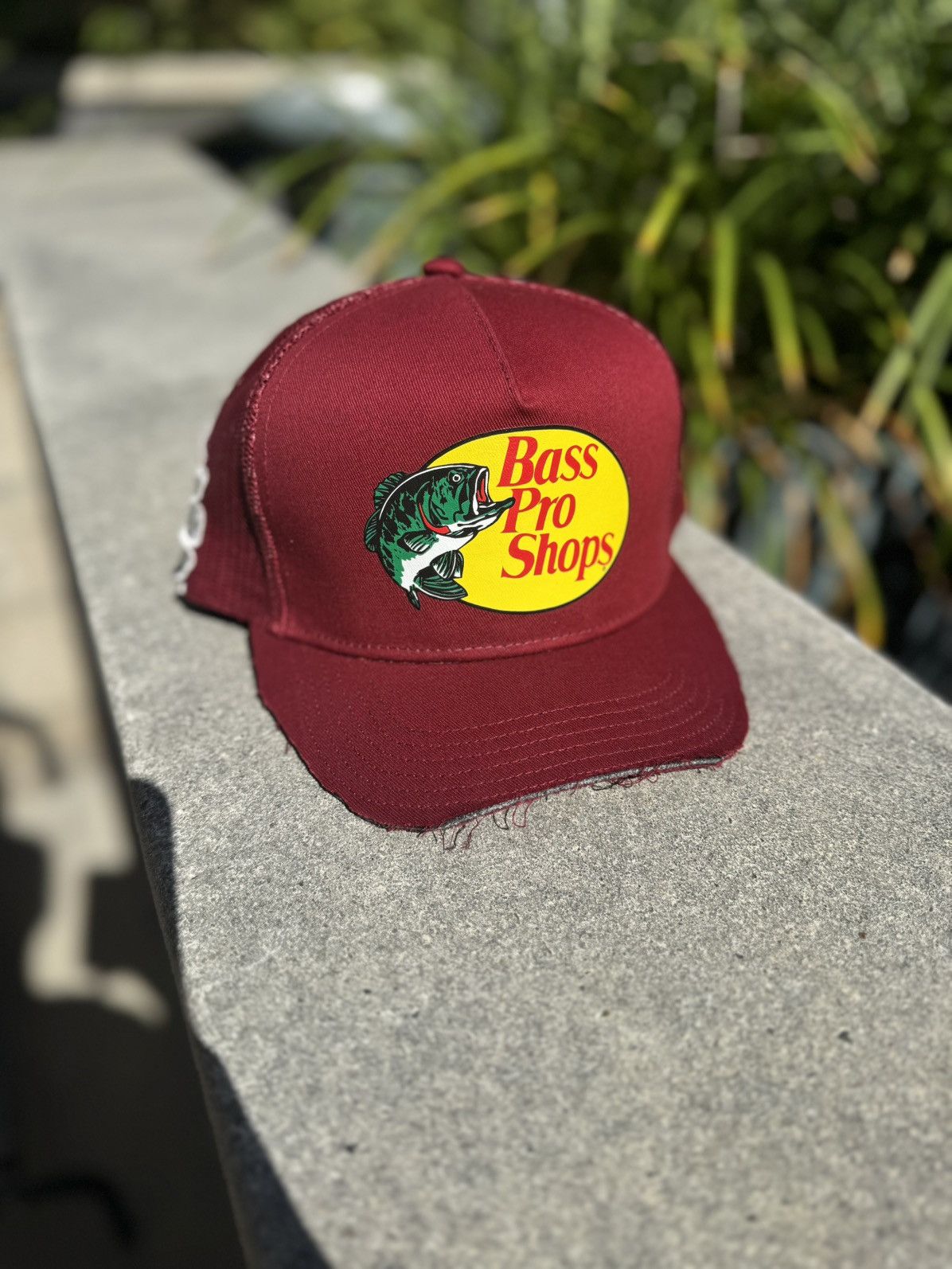 Bass Pro Shops Red bass pro hat with white flowers Size ONE SIZE - 1 Thumbnail