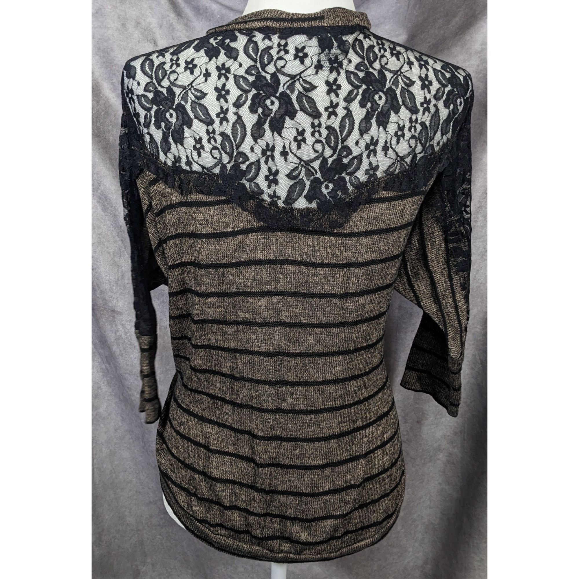 American Rag Retro Preppy Black And Brown Lace Cardigan by American Rag Size S / US 4 / IT 40 - 9 Thumbnail