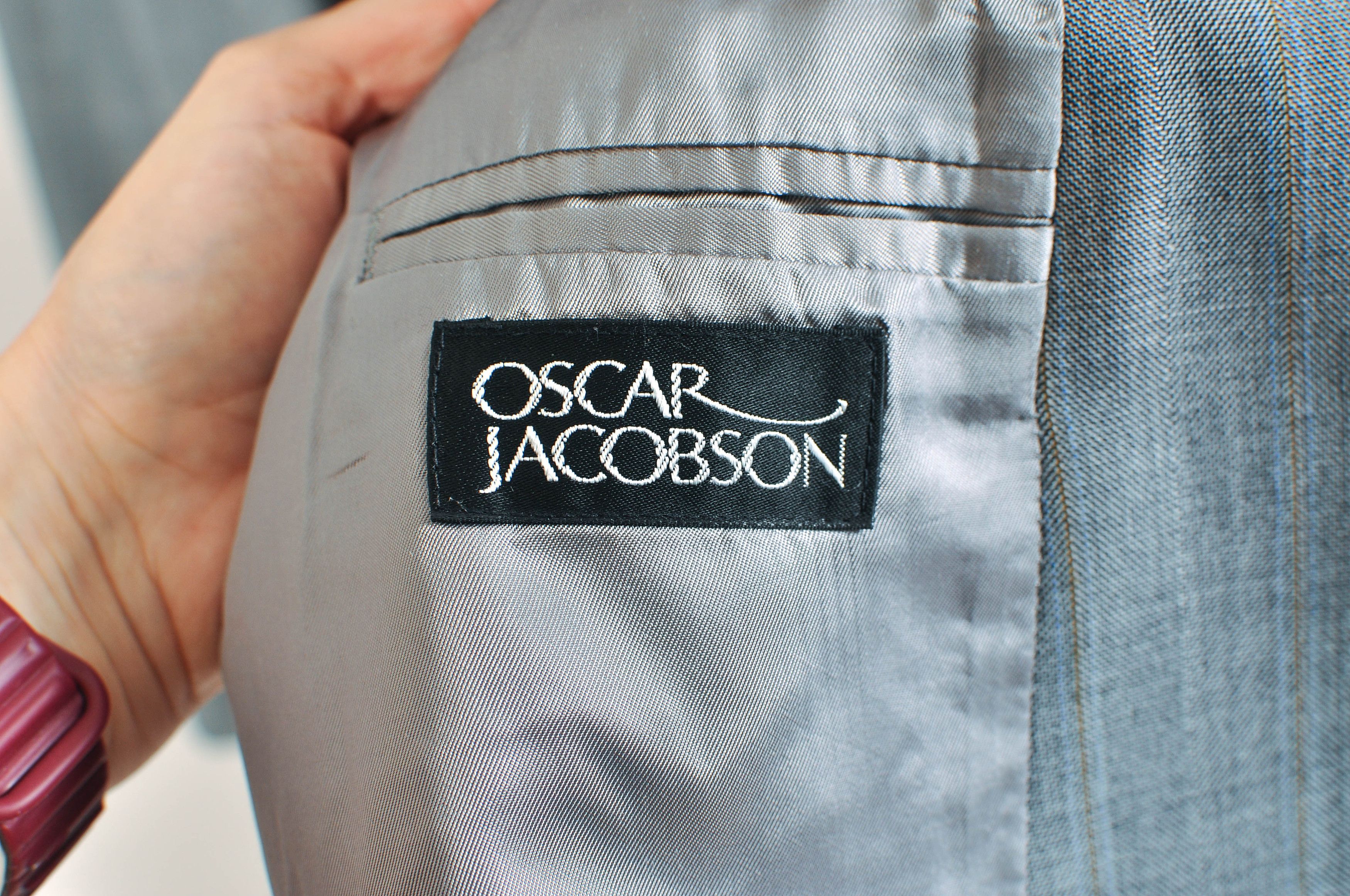 Oscar Jacobson Vintage 80s Oscar Jacobson Double Breasted Suit Size 38R - 4 Thumbnail