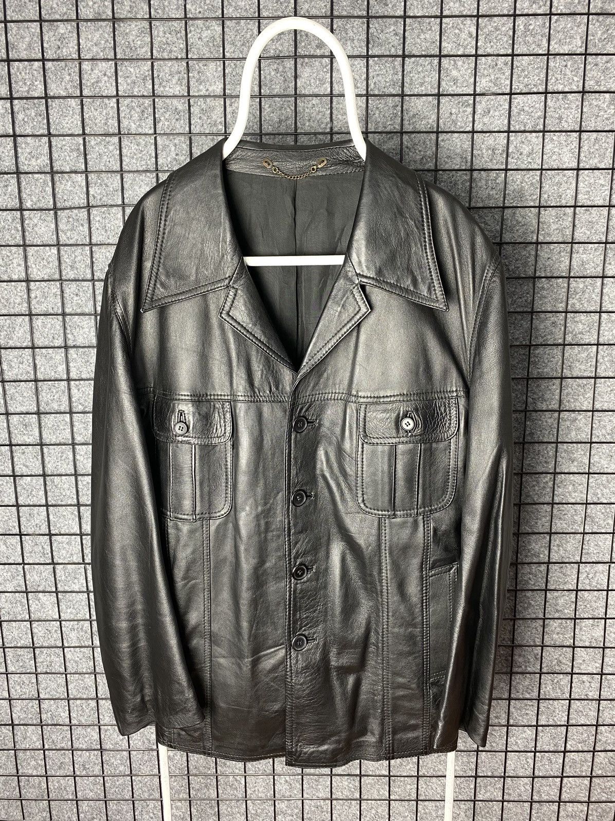 Genuine Leather × Vintage Vintage 90s Genuine Leather Blazer Jacket Size L Size US L / EU 52-54 / 3 - 6 Thumbnail