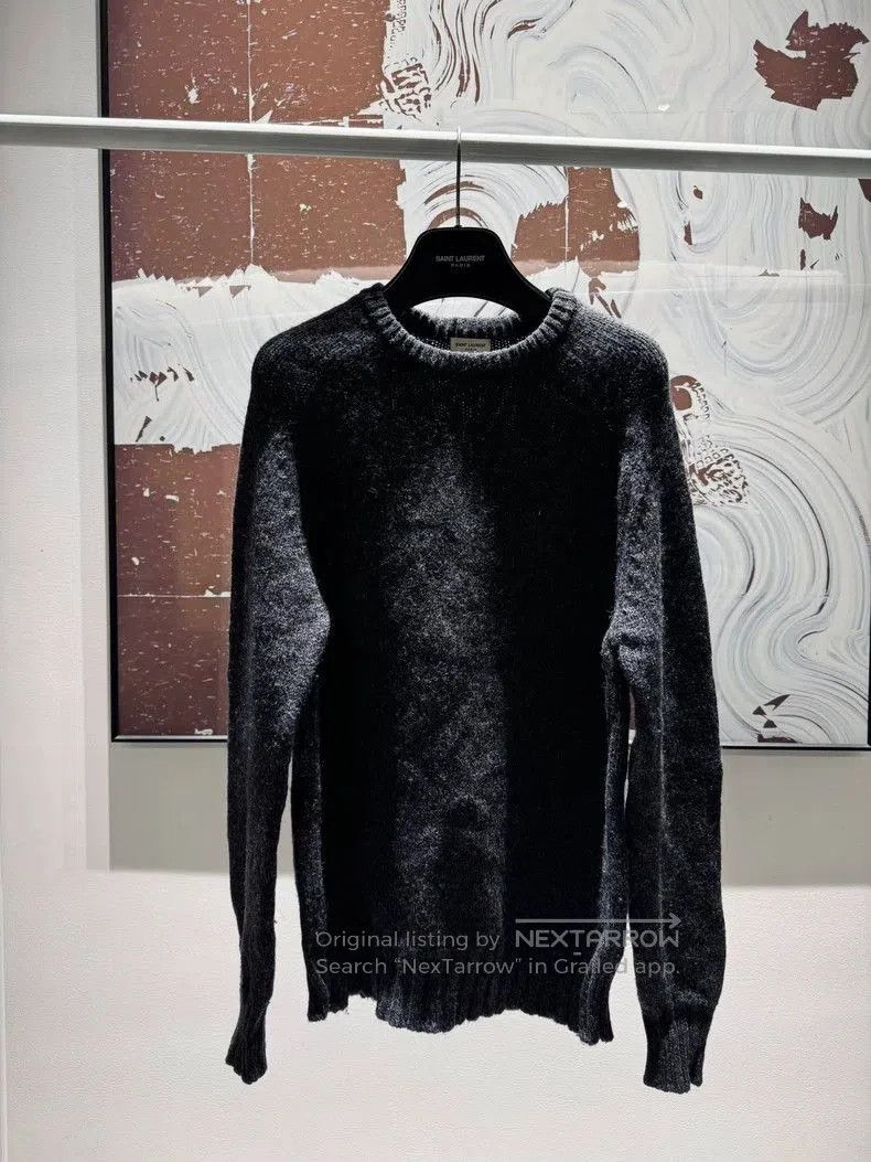 Saint Laurent 14AW Grey Wool Sweater.