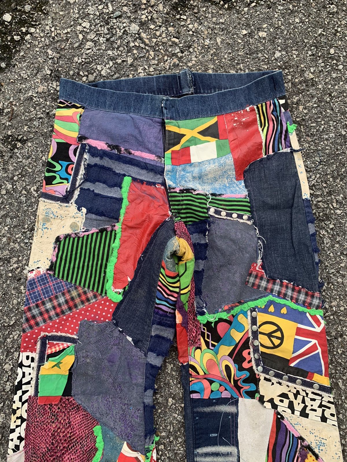 If Six Was Nine × Japanese Brand FLARE PATCHWORK HANDMADE HIPPIES STYLE REWORK INSANE PANTS🌈 Size US 32 / EU 48 - 7 Thumbnail