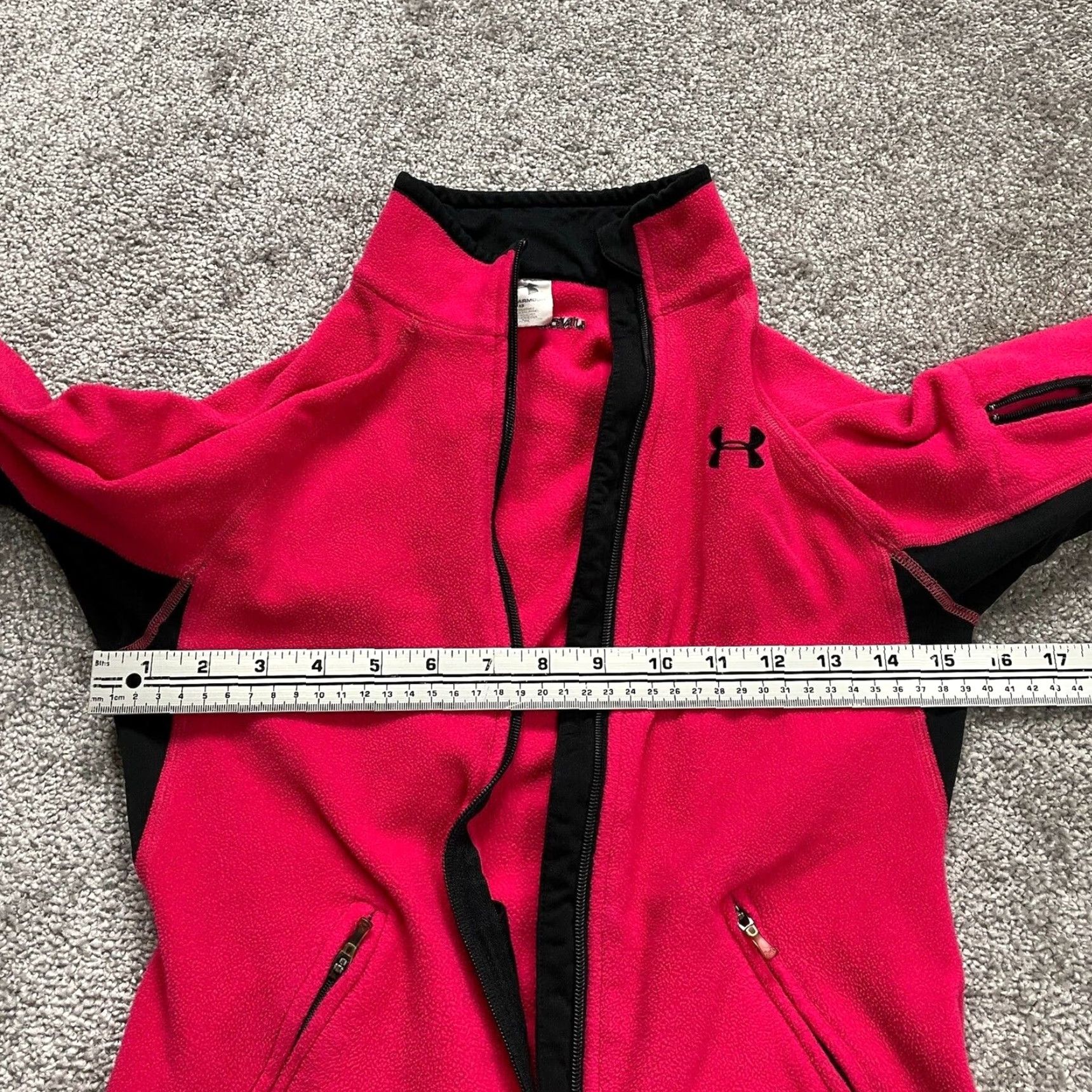 Under Armour Under Armour Fleece Jacket Womens XS Red Black Full Zip Pocket High Neck Outdoor Size M / US 6-8 / IT 42-44 - 5 Thumbnail