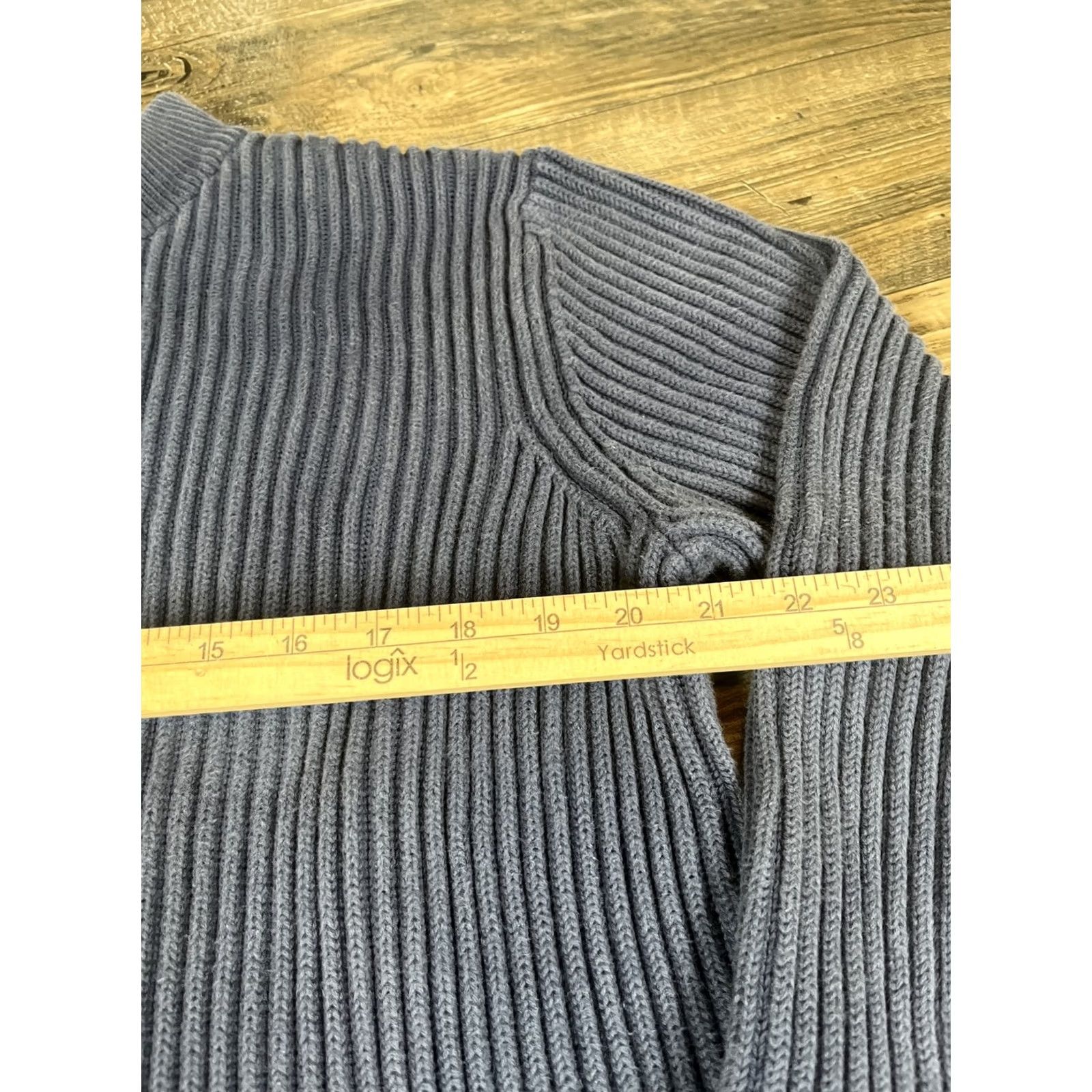 Vintage LL BEAN Ribbed Henley Sweater XXL Blue Chunky Knit Fisherman 90s USA Mens Knit Shirt Sweater Size US XXL / EU 58 / 5 - 3 Thumbnail