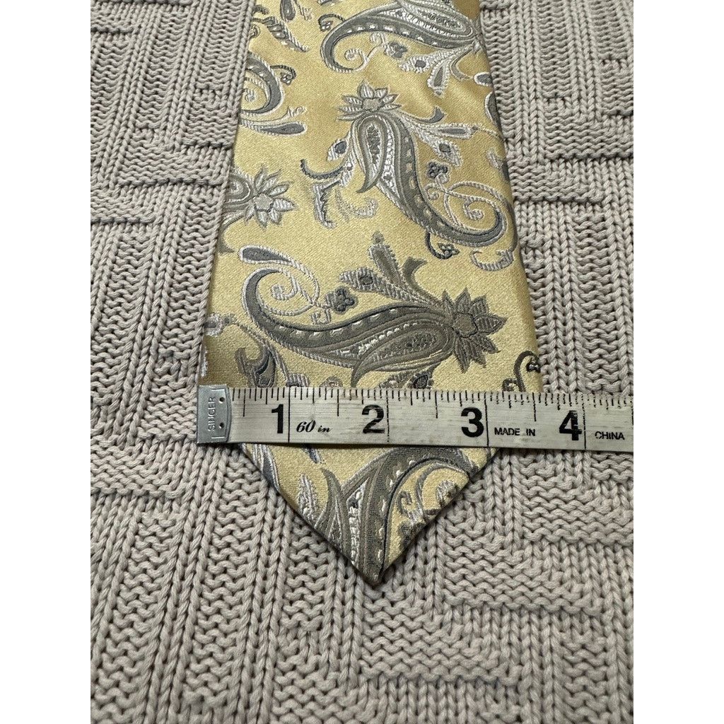 Pronto Uomo Pronto Uomo yellow paisley silk tie Size ONE SIZE - 5 Thumbnail