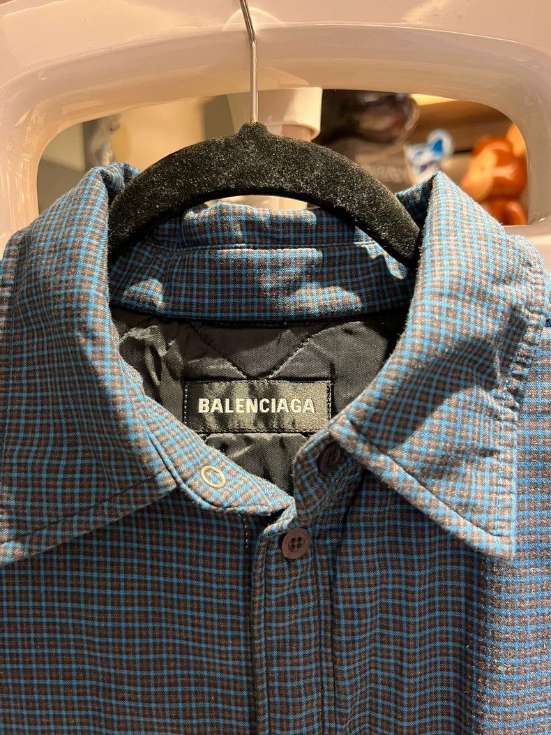 Balenciaga Balenciaga size 38 Blue Plaid Cotton Coat Size 38 In Stock Size M / US 6-8 / IT 42-44 - 2 Thumbnail