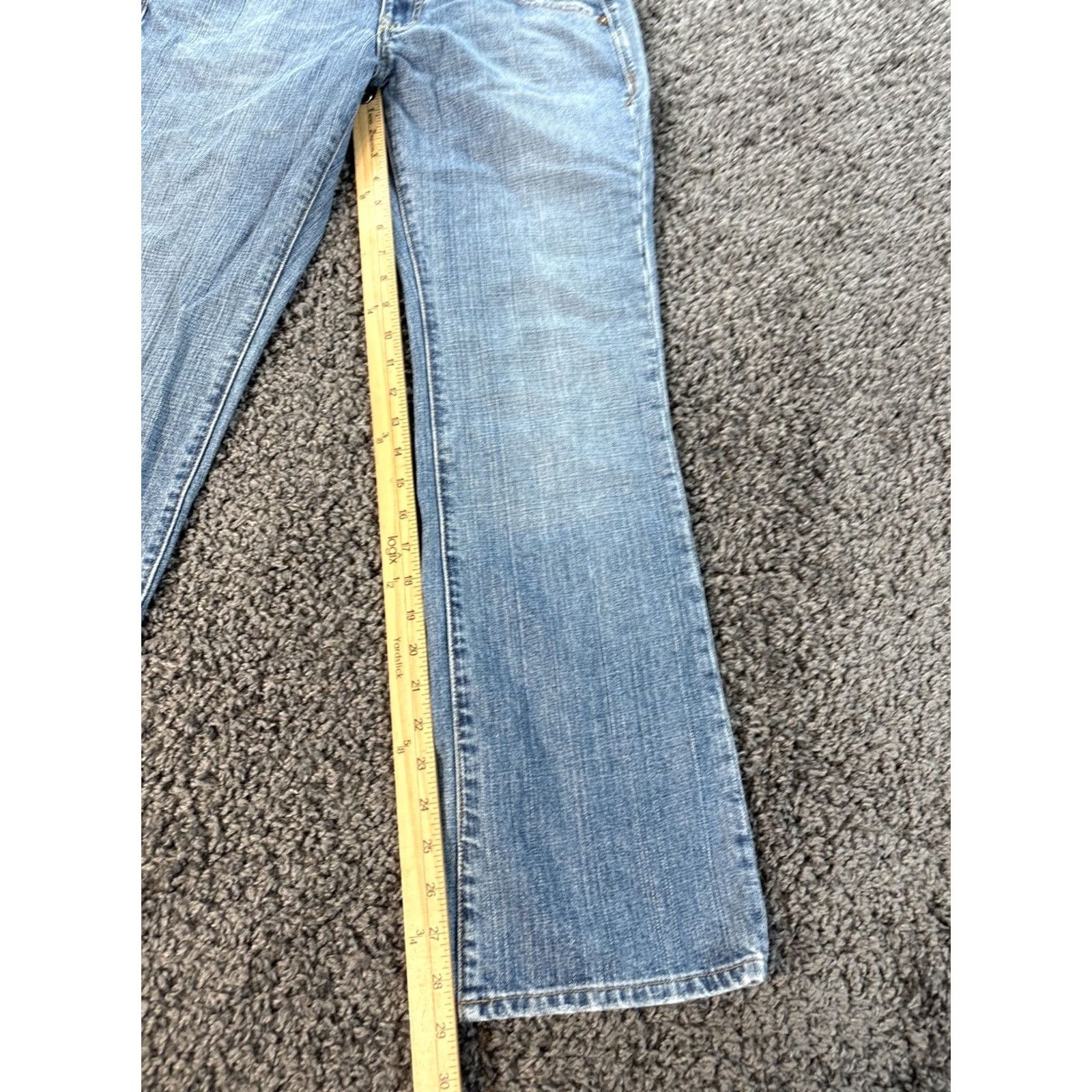 Old Navy VINTAGE Old Navy Jeans Flared Low Rise Womens 30x29 Blue Light Wash Distressed 90s Y2K Men? Size 30" / US 8 / IT 44 - 2 Thumbnail