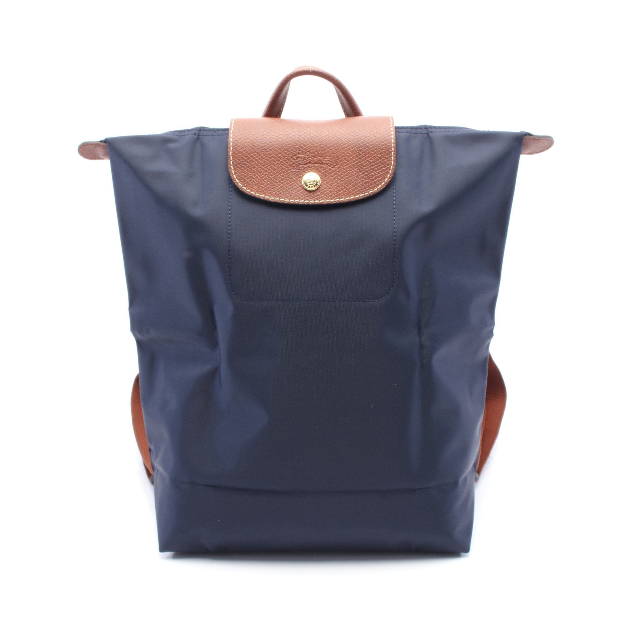 Longchamp Longchamp Le Preage Original M Backpack Rucksack Canvas Leather Navy Brown Size ONE SIZE - 1 Thumbnail