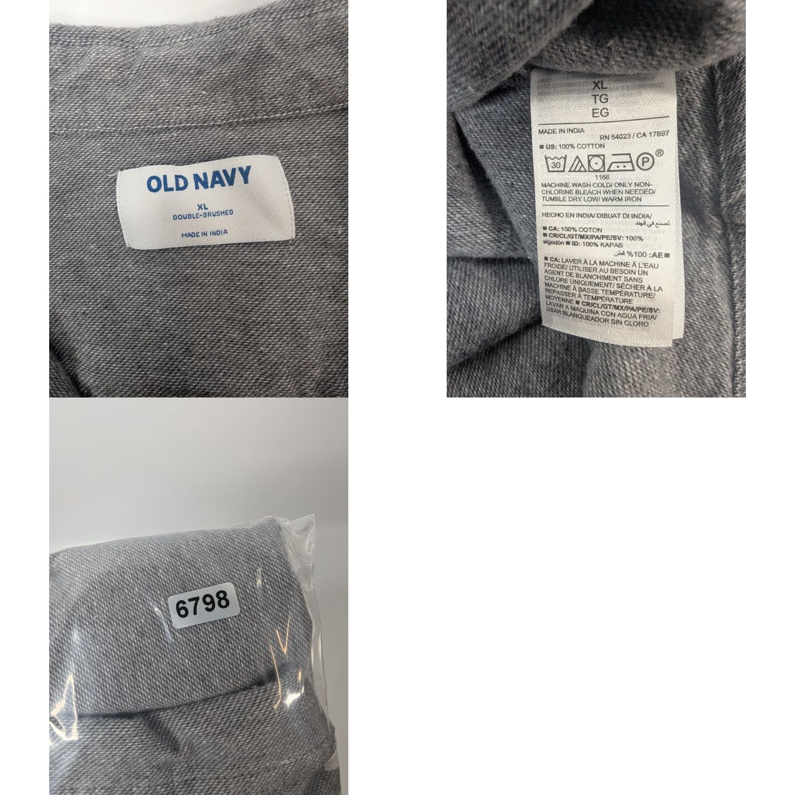Old Navy Old Navy Button-Up Shirt XL Gray Long Sleeve Flannel Cotton Size US XL / EU 56 / 4 - 8 Thumbnail