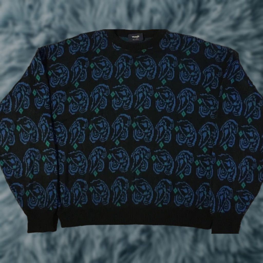 Wrangler VINTAGE Wrangler Abstract AOP Knit Sweater M Men Black 80s 90s Grunge Art Surf Skate Cartoon Size US M / EU 48-50 / 2 - 1 Thumbnail