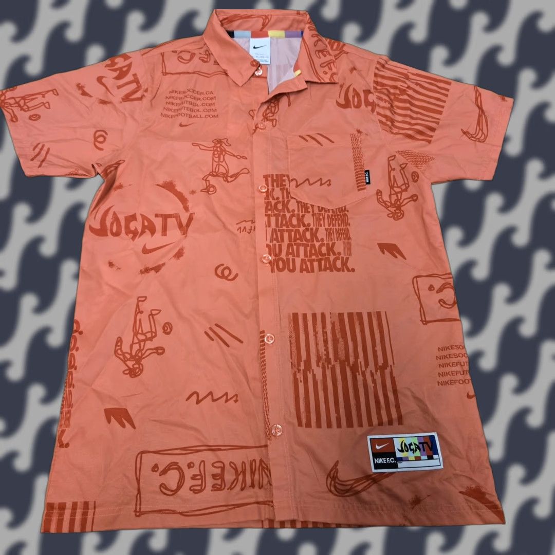 Nike Nike Joga TV Shirt Mens XS Orange Dri-Fit Button Up Soccer Patch Print Size US XS / EU 42 / 0 - 1 Thumbnail